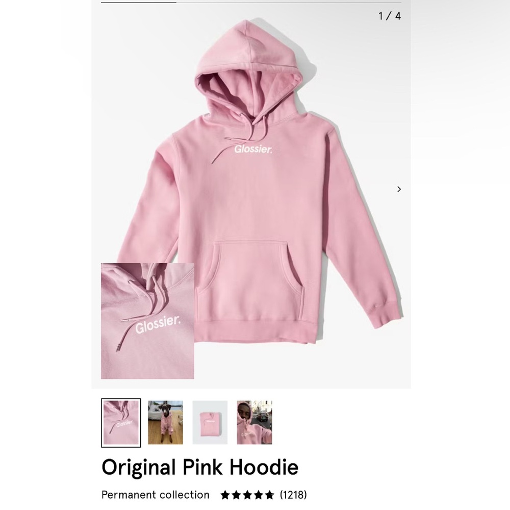 Glossier Pink Hoodie Size M